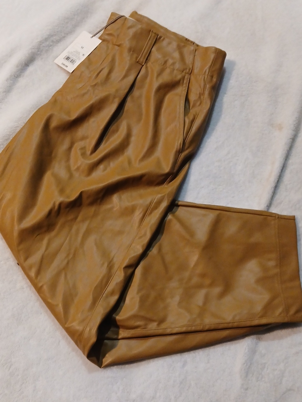a new day Faux Leather Trousers in Caramel Brown, Size 12 [NWT]